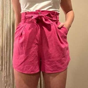 Boho hot pink high waisted shorts